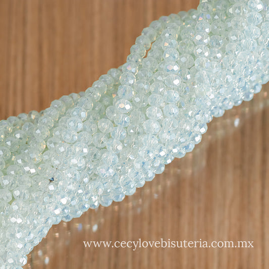 Cristal Rondel Blanco Ópalo 6 mm