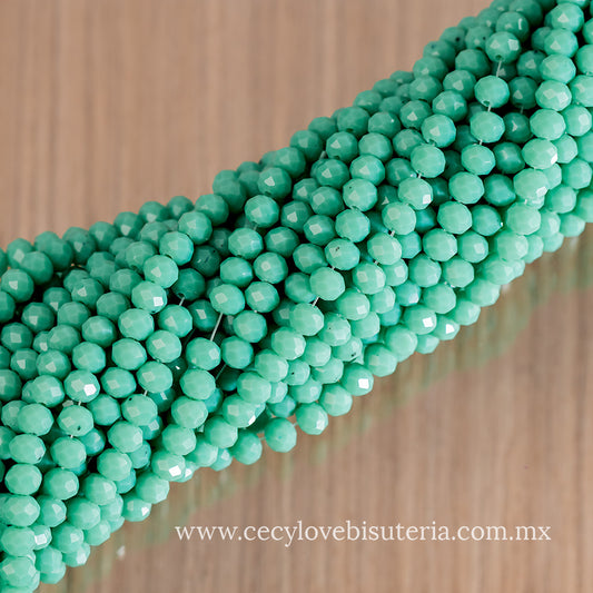 Cristal Rondel Verde Turquesa 6 mm
