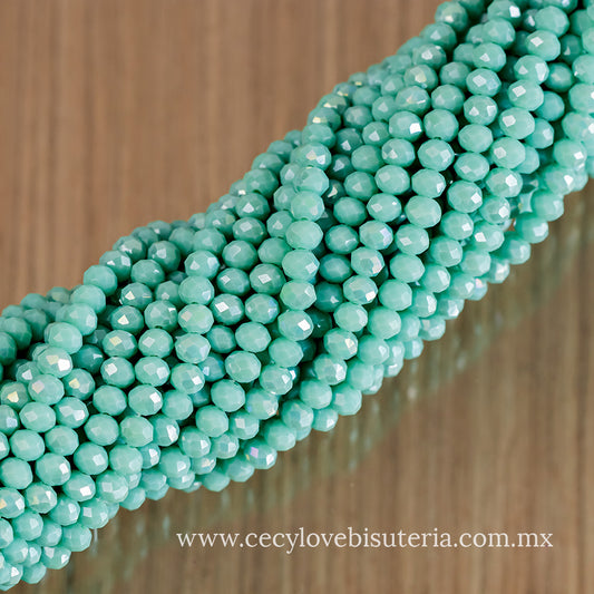 Cristal Rondel Verde Menta 6 mm