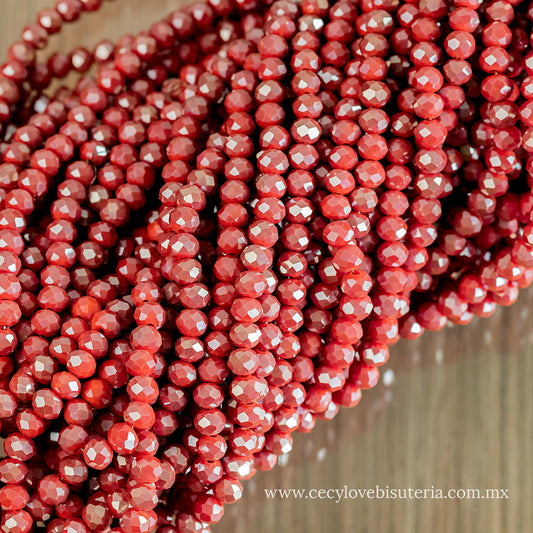 Cristal Rondel Rojo AB 6 mm
