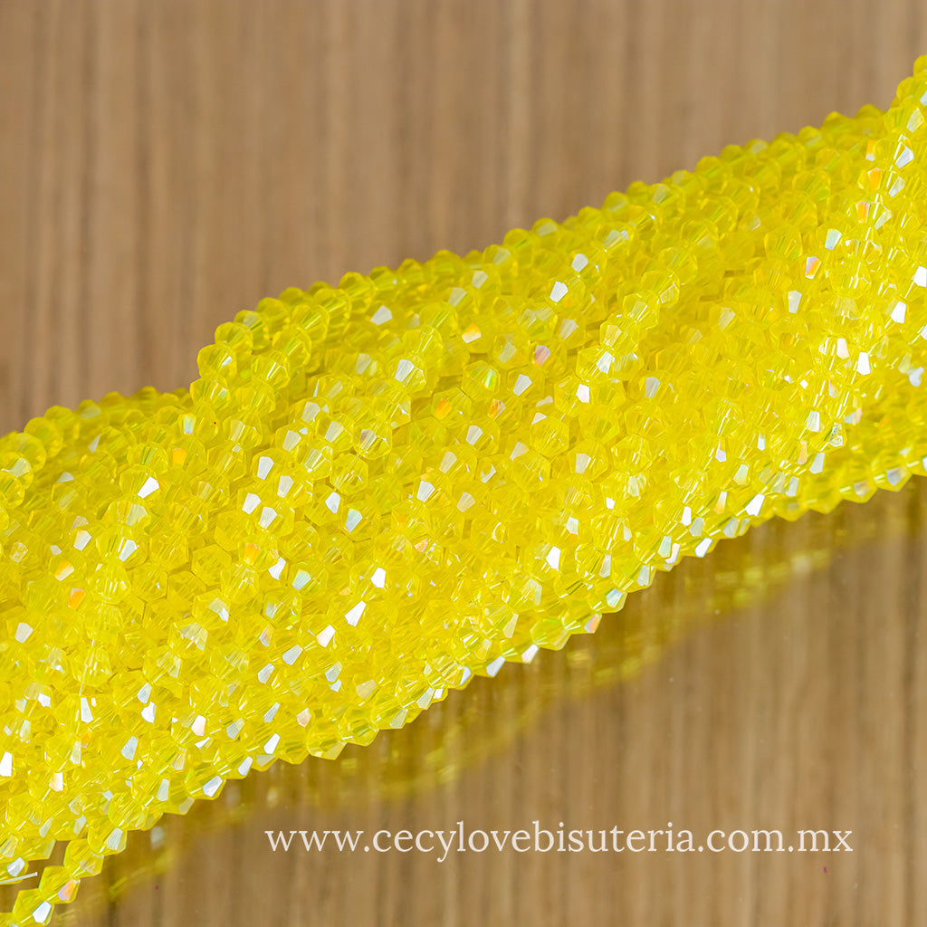 Cristal Rombo Amarillo Transparente 4 mm