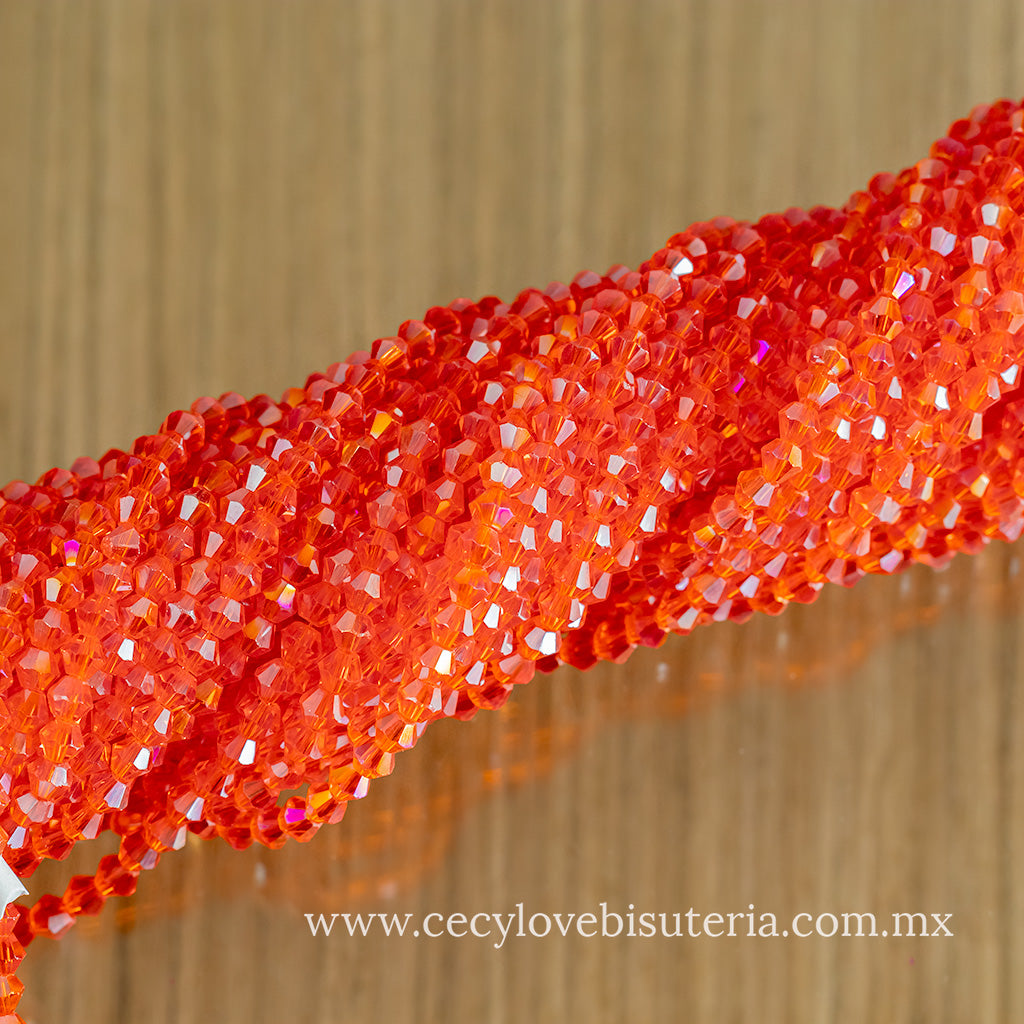 Cristal Rombo Naranja Transparente 4 mm