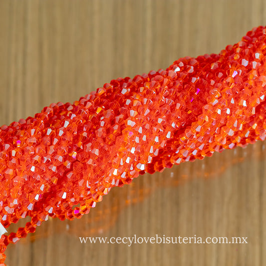 Cristal Rombo Naranja Transparente 4 mm