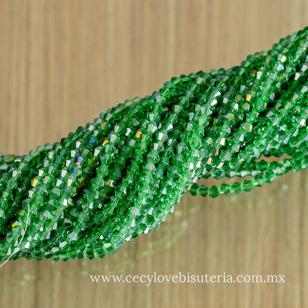 Cristal Rombo Verde Transparente 4 mm