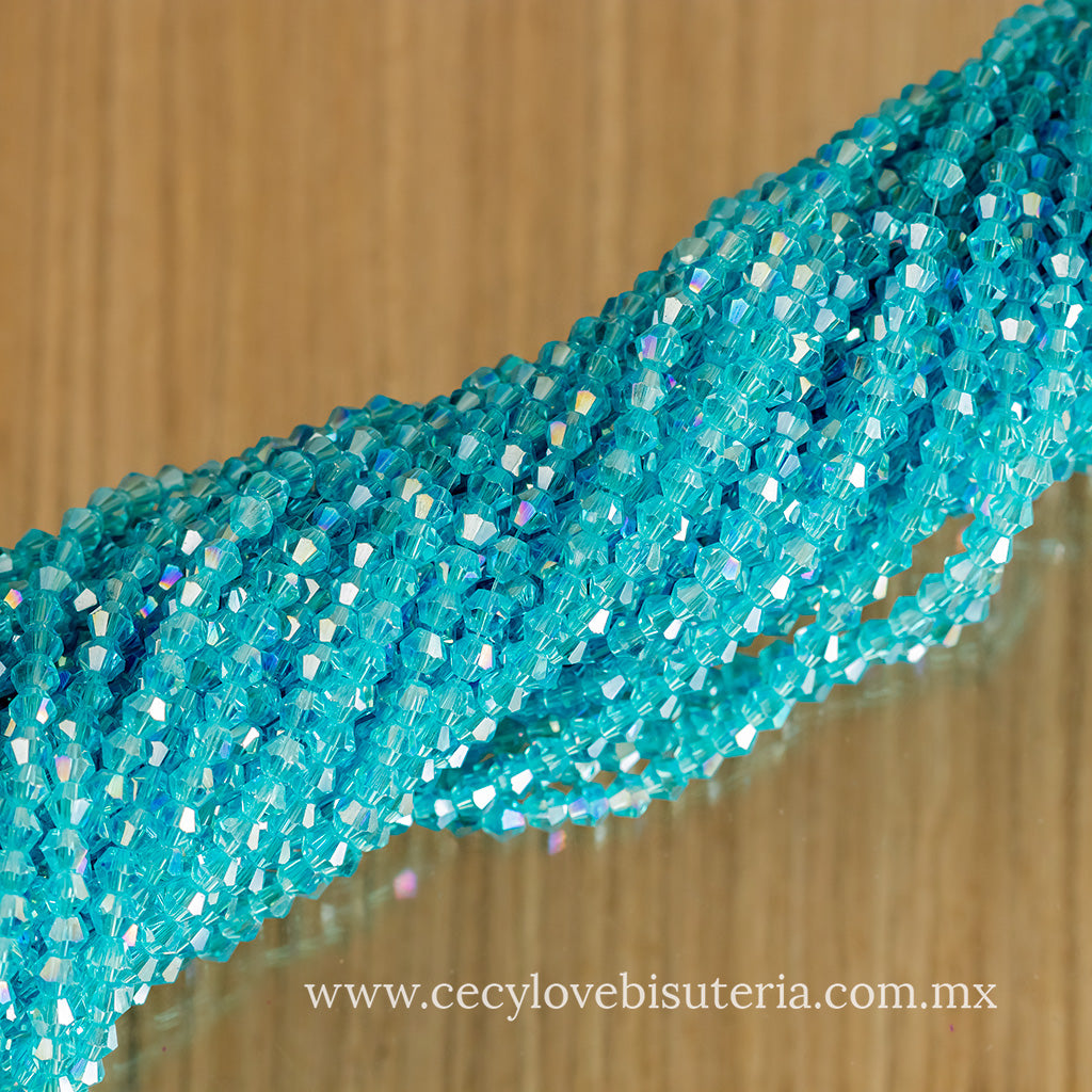 Cristal Rombo Azul Transparente 4 mm