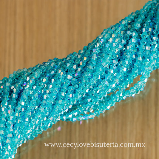 Cristal Rombo Azul Transparente 4 mm