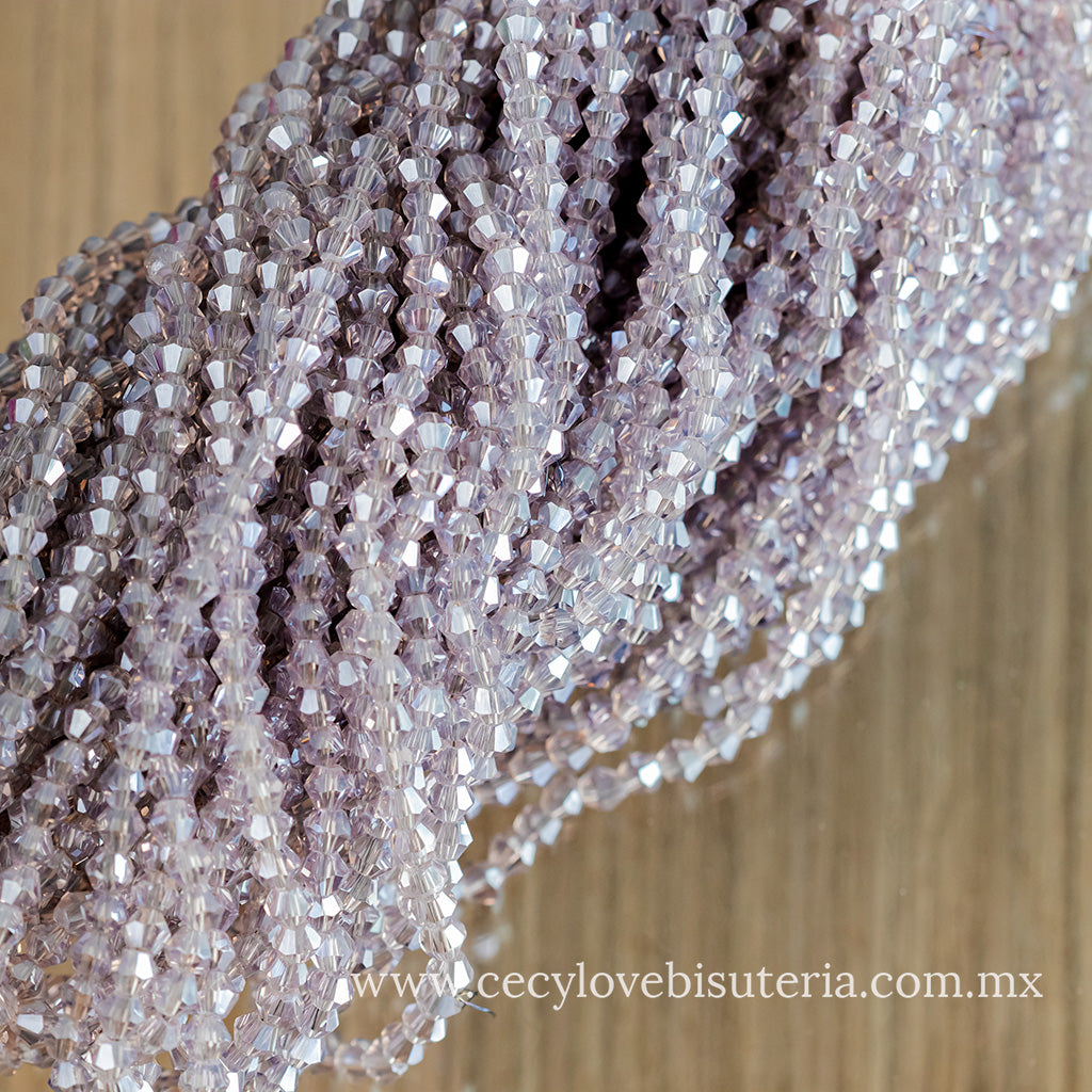Cristal Rombo Lavanda Transparente 4 mm