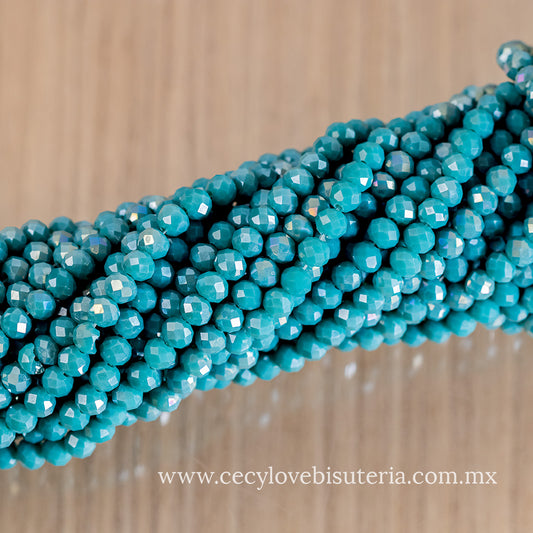 Cristal Rondel Azul Acero AB 6 mm