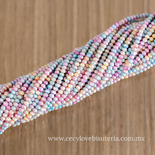 Cristal Rondel Colores Pasteles 2 mm