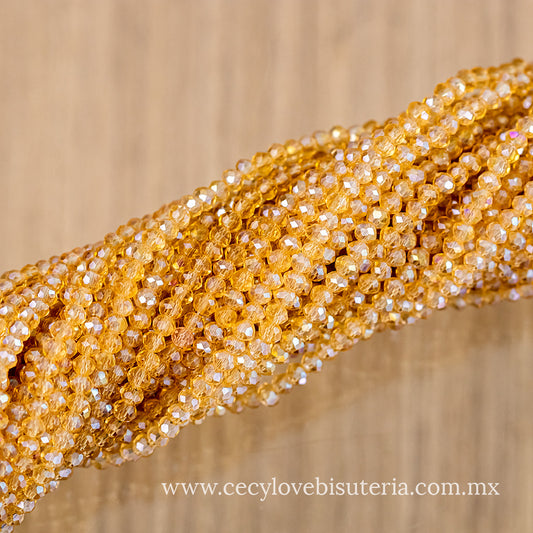 Cristal Rondel Golden Transparente 2 mm