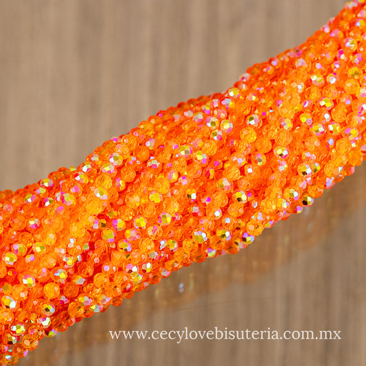 Cristal Rondel Naranja Transparente AB 2 mm