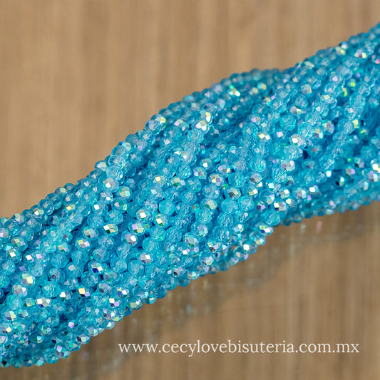 Cristal Rondel Cian AB 2 mm