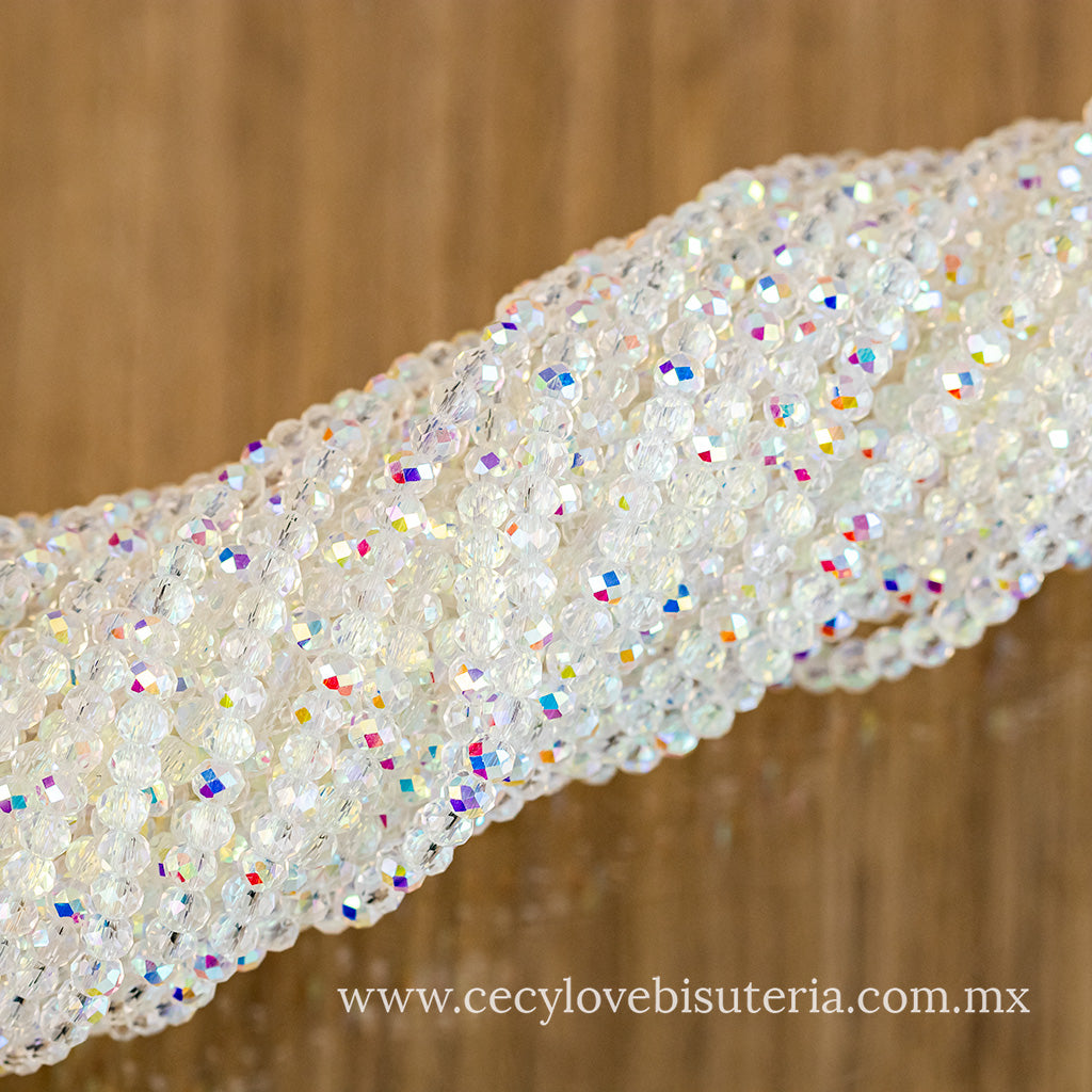 Cristal Rondel Transparente AB 2 mm