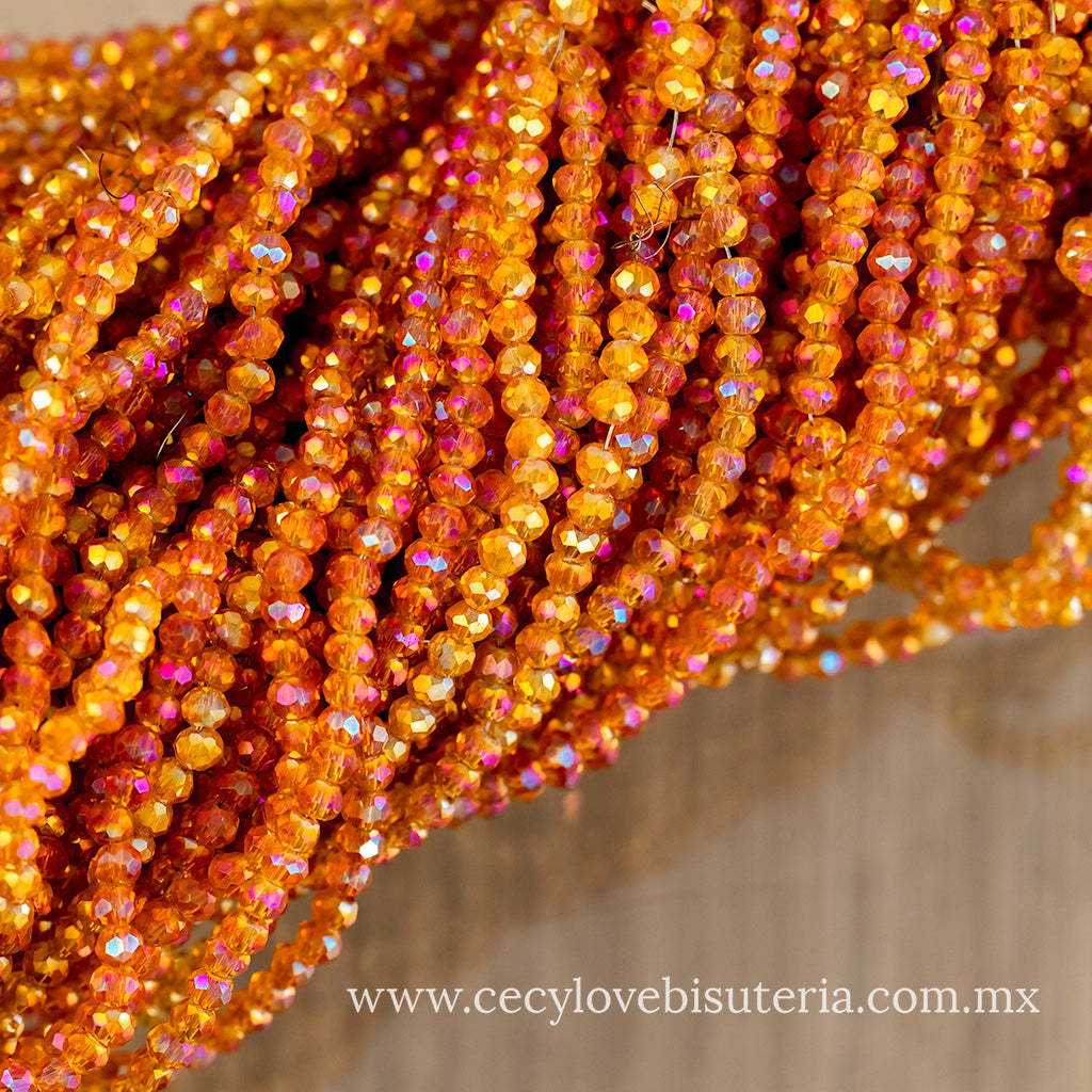 Cristal Rondel Naranja AB 2 mm