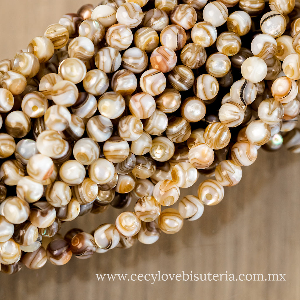 Madre Perla Colores Beige / Café 6 mm