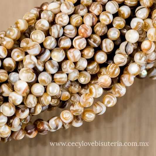 Madre Perla Colores Beige / Café 6 mm