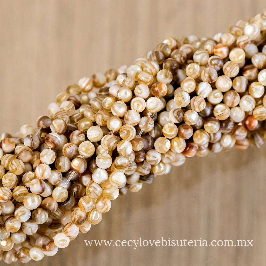 Madre Perla Colores Beige / Café 4 mm