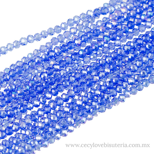 Cristal Rondel Azul Cielo 4 mm