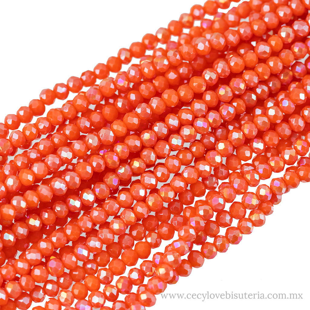 Cristal Rondel Naranja Rojizo 4 mm