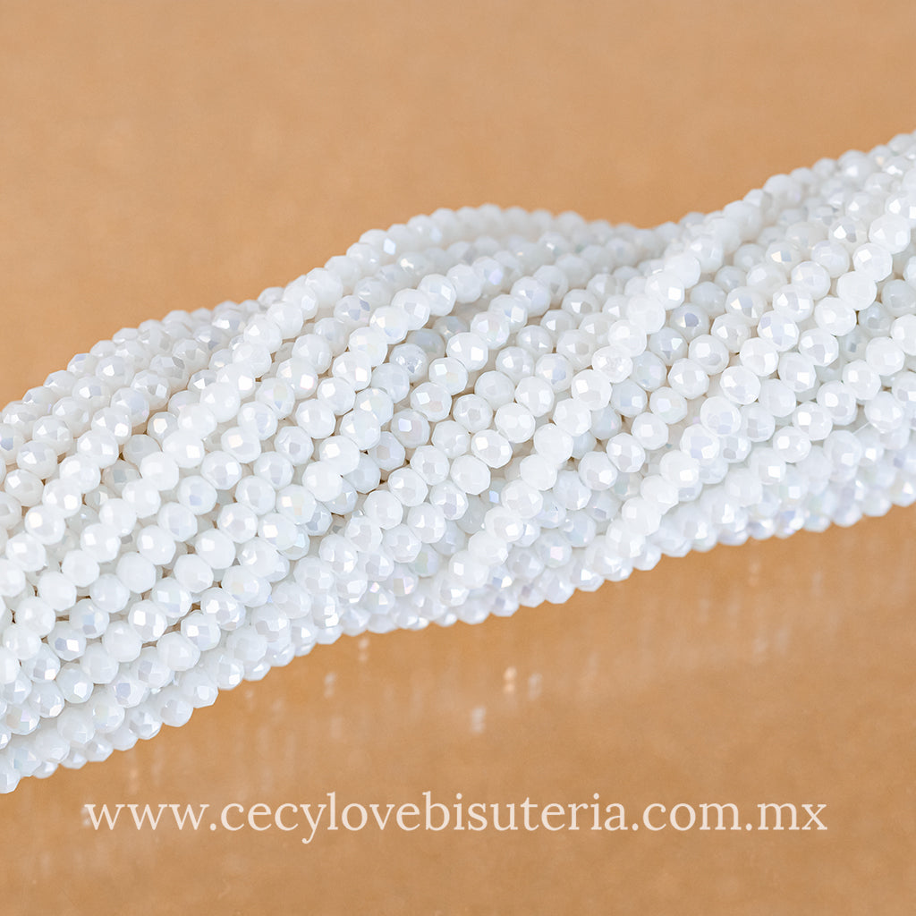 Cristal Rondel Blanco 2 mm