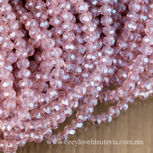 Cristal Rondel Lavanda 8 mm