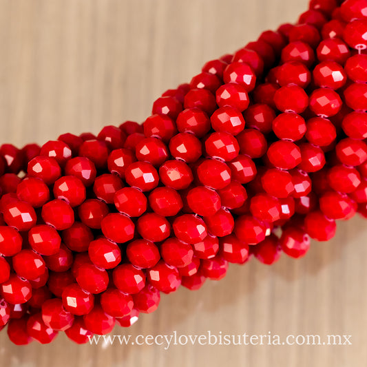 Cristal Rondel Rojo 10 mm