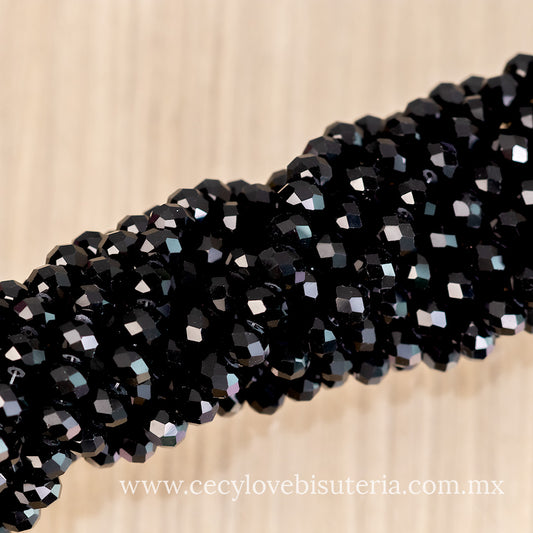 Cristal Rondel Negro 10 mm