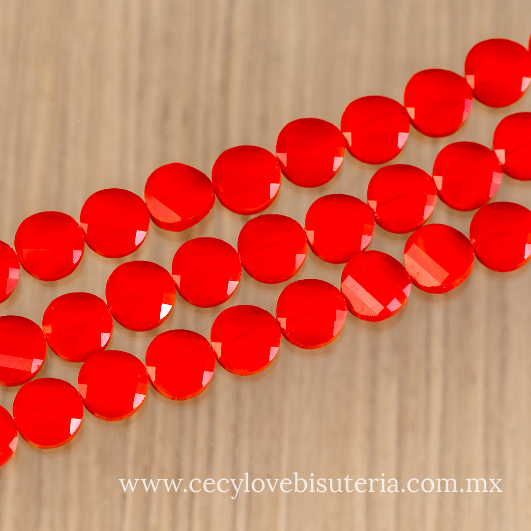 Cristal Luneta Facetada Rojo