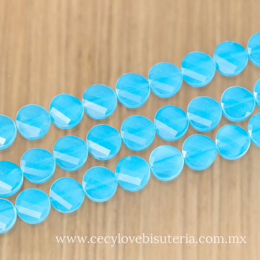 Cristal Luneta Facetada Celeste
