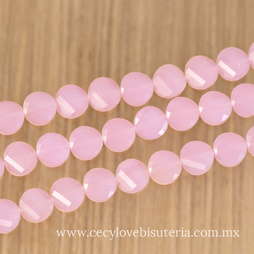Cristal Luneta Facetada Rosa
