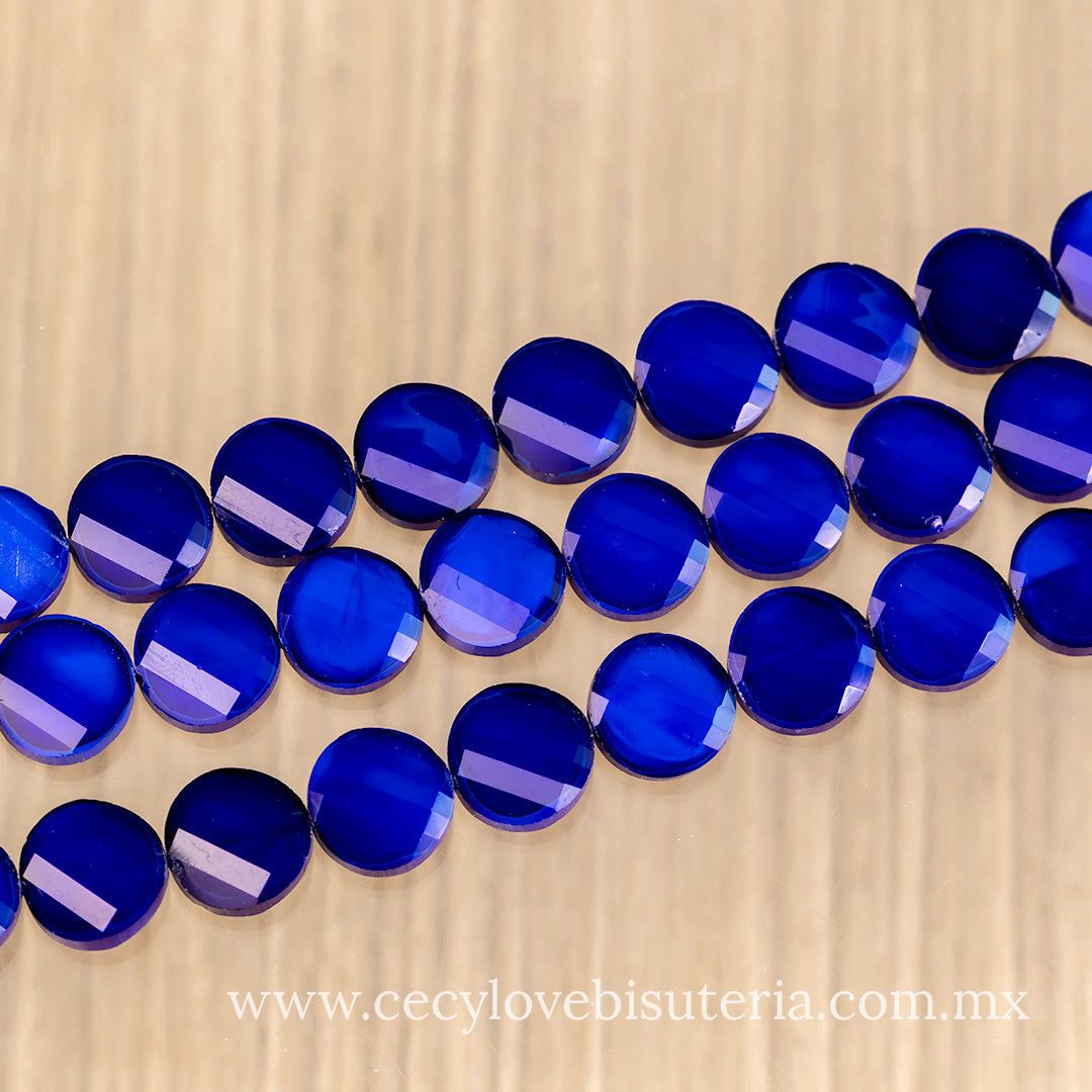 Cristal Luneta Facetada Azul