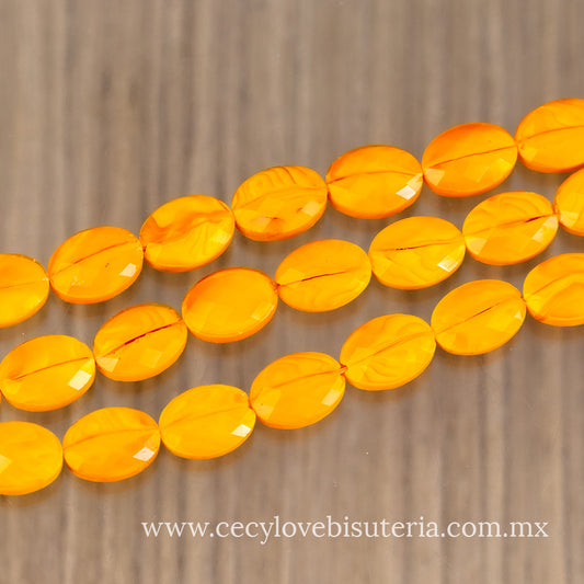 Cristal Óvalo Facetado Naranja