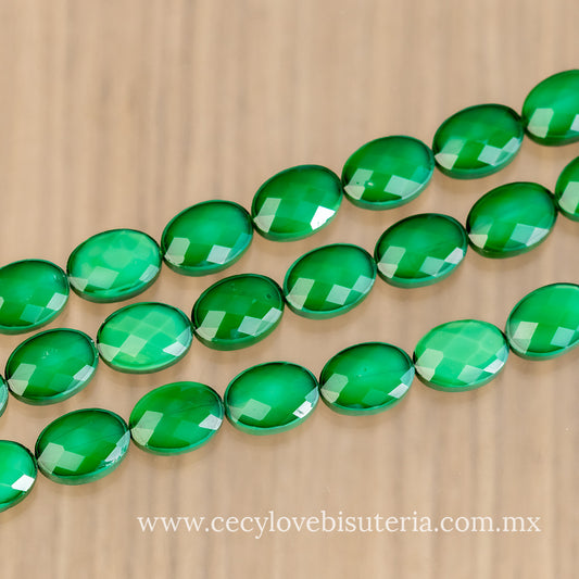Cristal Óvalo Facetado Verde