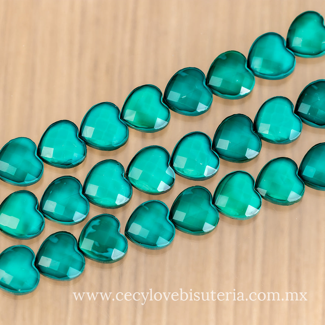 Cristal Corazón Facetado Esmeralda