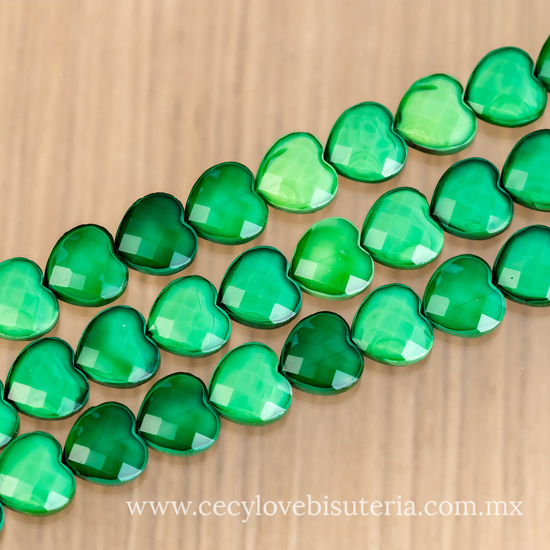 Cristal Corazón Facetado Verde
