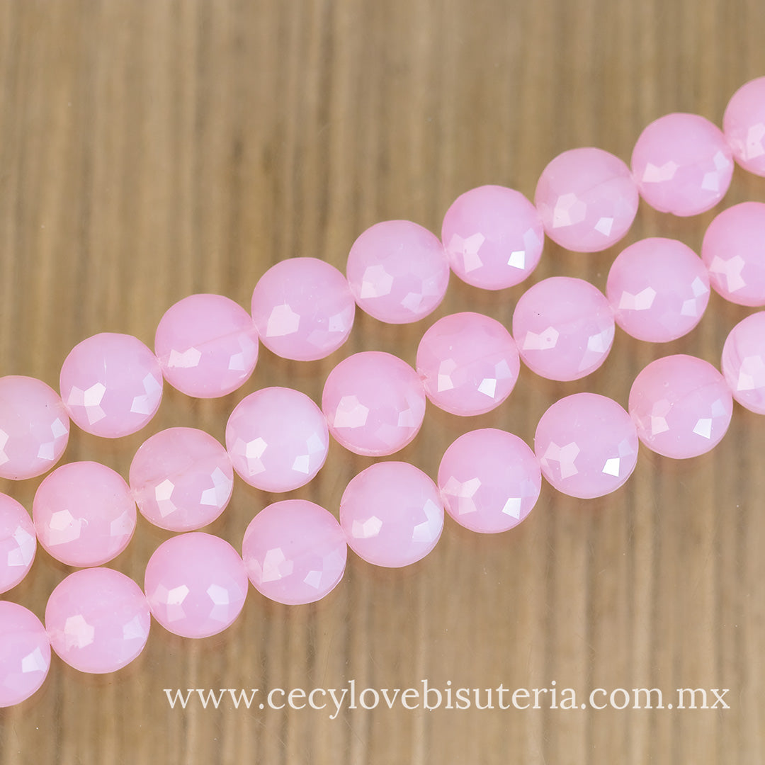 Cristal Círculo Facetado Rosa