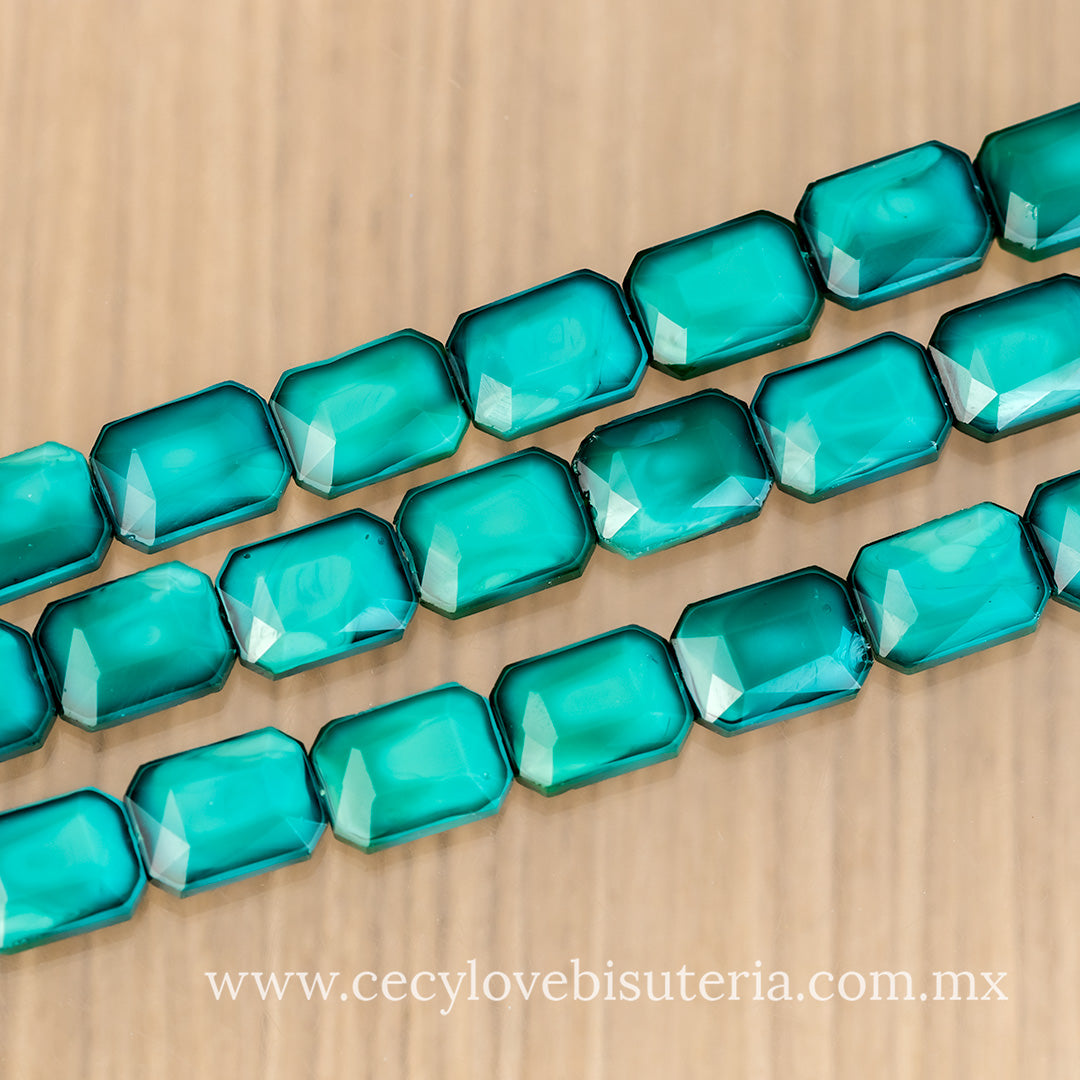 Cristal Rectángulo Facetado Verde