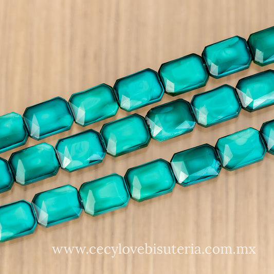 Cristal Rectángulo Facetado Verde