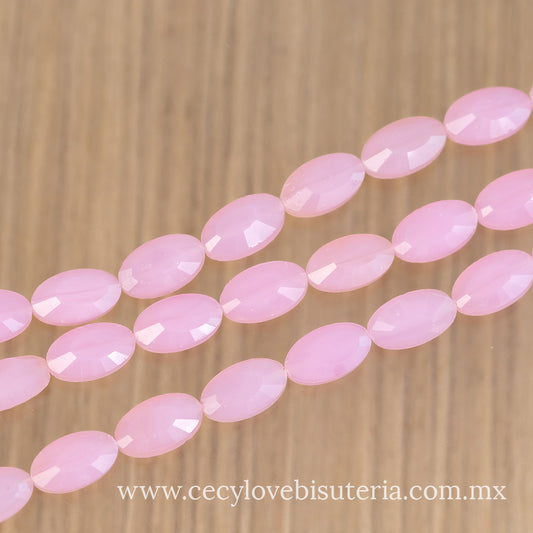 Cristal Óvalo Facetado Rosa