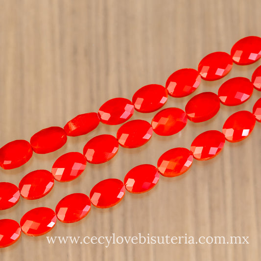 Cristal Óvalo Facetado Rojo