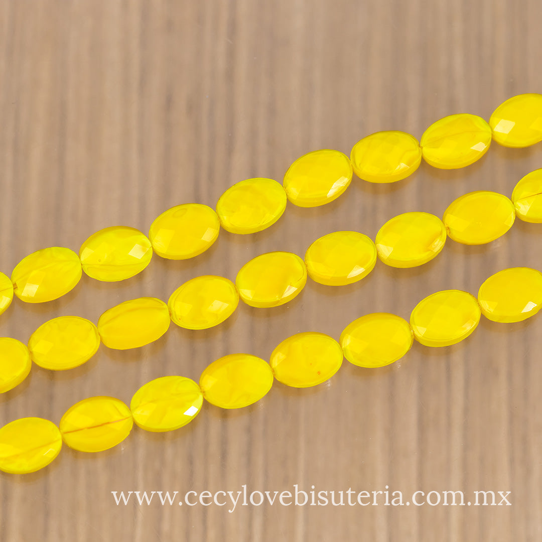 Cristal Óvalo Facetado Amarillo