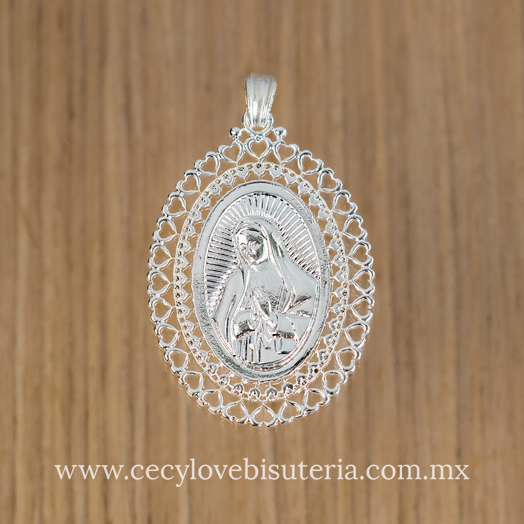 Medalla Virgen de Guadalupe Plateada Grande