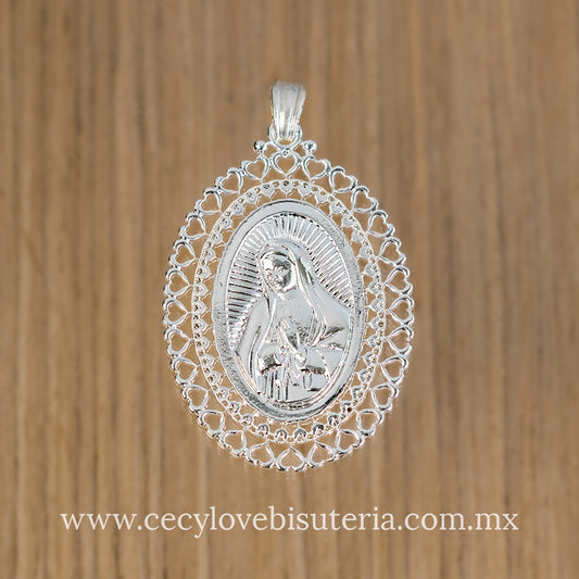 Medalla Virgen de Guadalupe Plateada Grande