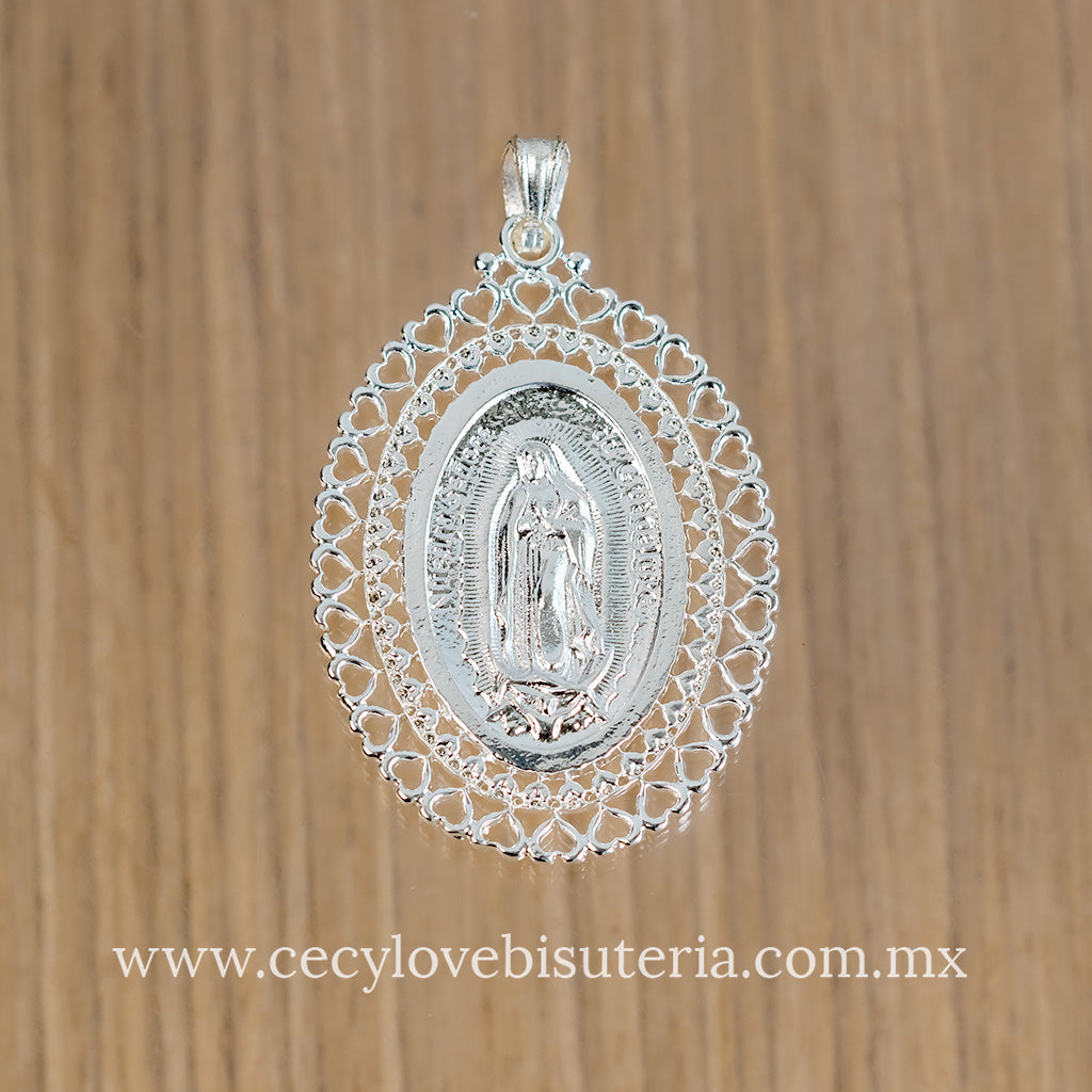 Medalla Virgen de Guadalupe Plateada Grande