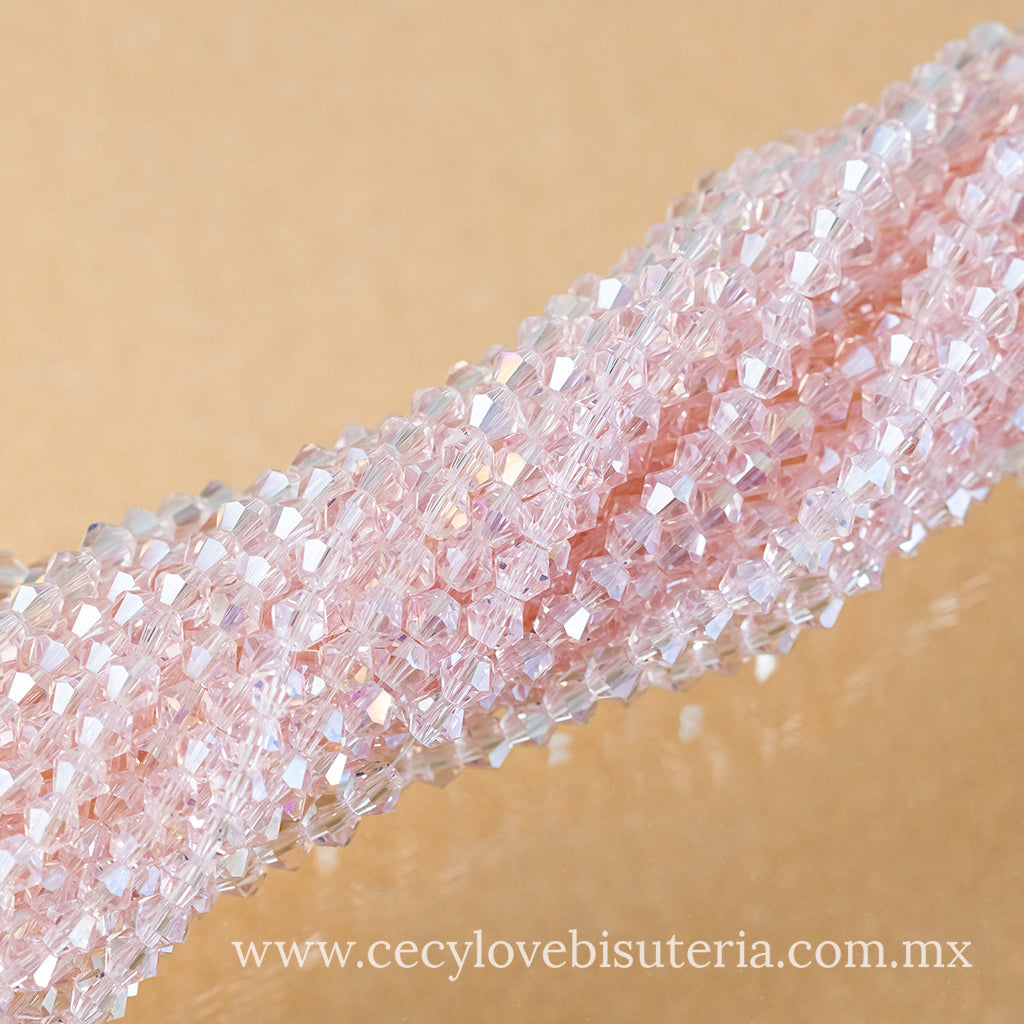 Cristal Rombo Rosa Transparente 4 mm