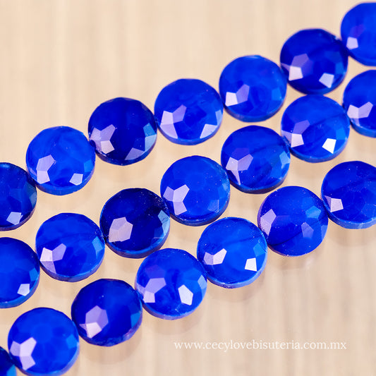 Cristal Círculo Facetado Azul