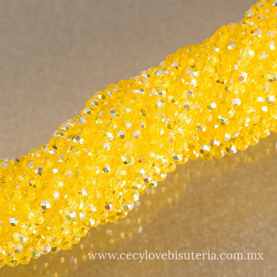 Cristal Rondel Amarillo Transparente AB 6 mm