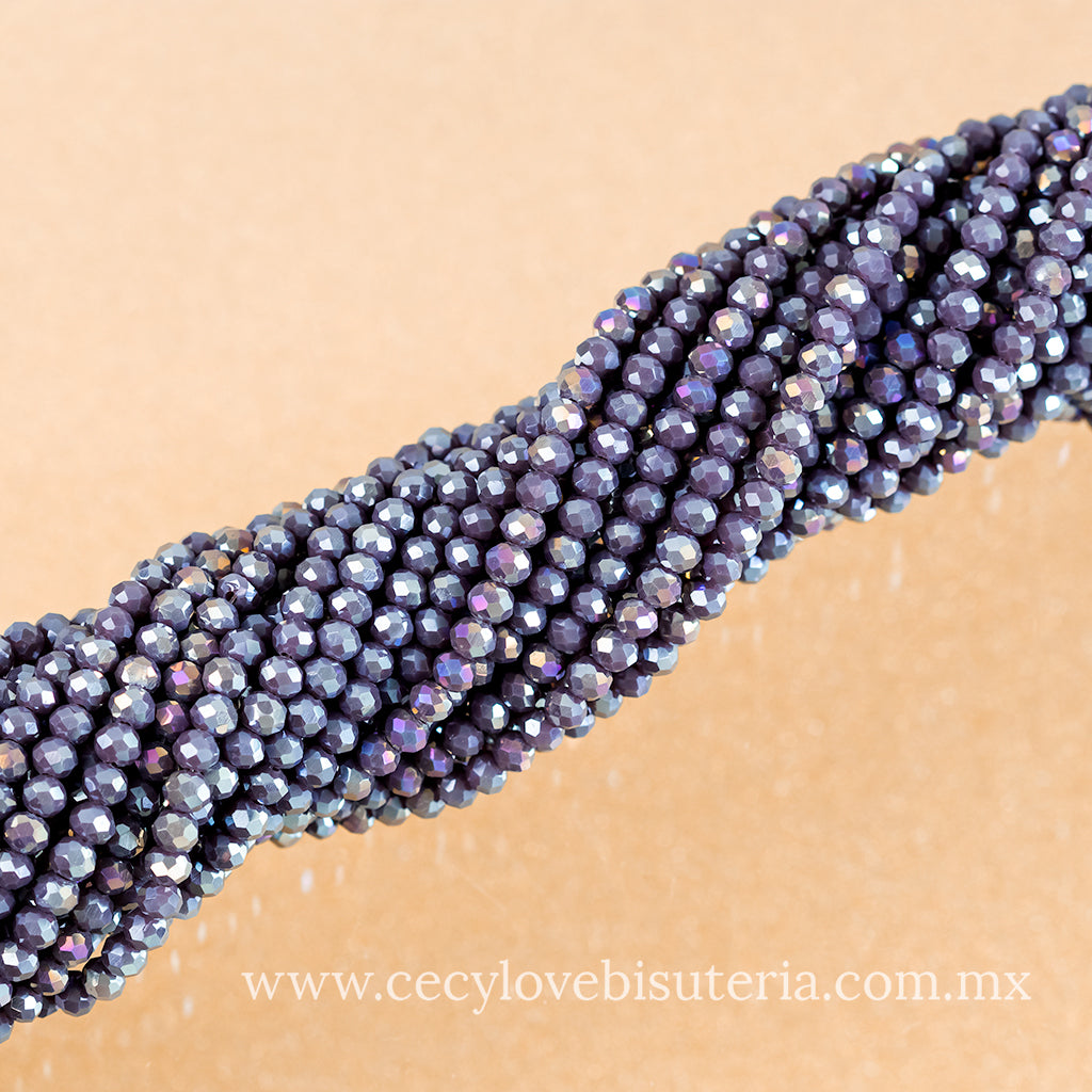 Cristal Rondel Morado AB 4 mm