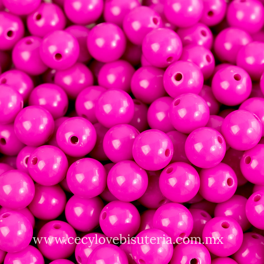 Cuentas de Acrílico Fucsia 10 mm