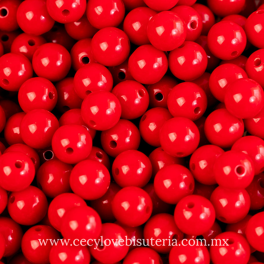 Cuentas de Acrílico Rojo 10 mm